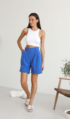 Шорты льняные классические синие