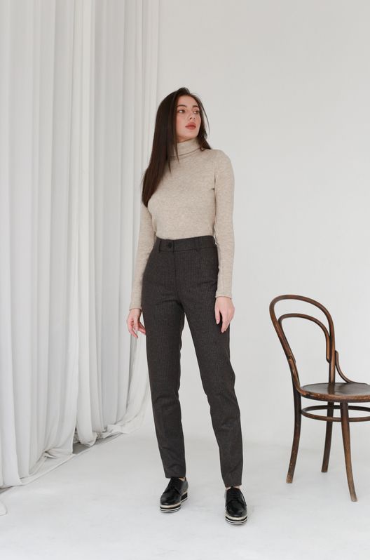 Штани з кашеміру клітинка коричневі