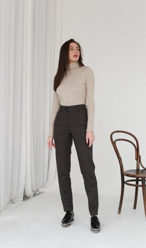 Штани з кашеміру клітинка коричневі