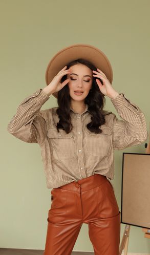 Рубашка вельветовая бежевая