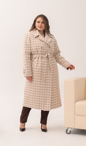 Пальто з кашеміру зимове на теплому підкладі великого розміру гусяча лапка