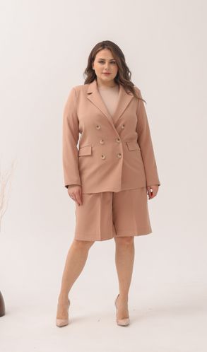 Костюм Смарт жакет прямого крою й шорти великого розміру бежевий