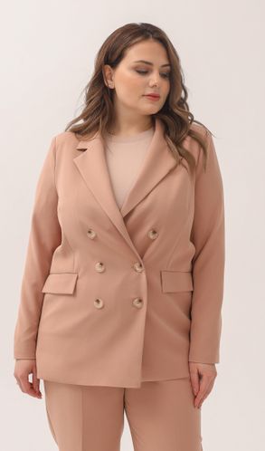 Жакет прямого кроя Смарт большого размера бежевый