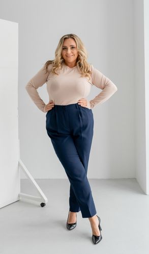 Брюки костюмные Смарт большого размера темно-синие