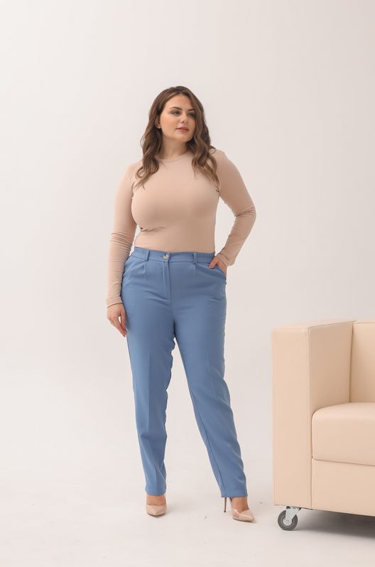 Брюки костюмные Смарт большого размера синий джинс