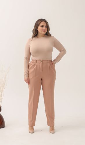 Брюки костюмные Смарт большого размера бежевые
