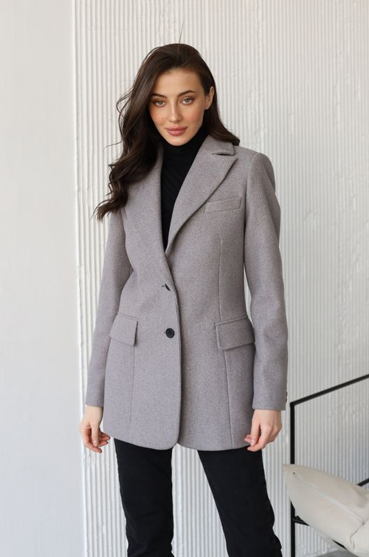 Піджак однобортний кашеміровий демісезонний сірий