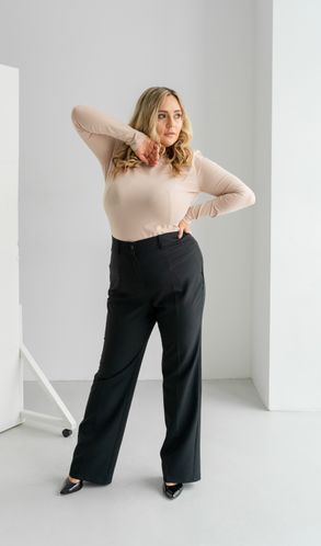 Брюки классические прямые без карманов большого размера черные