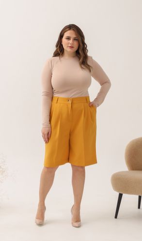 Шорти костюмні Смарт великого розміру гірчичні