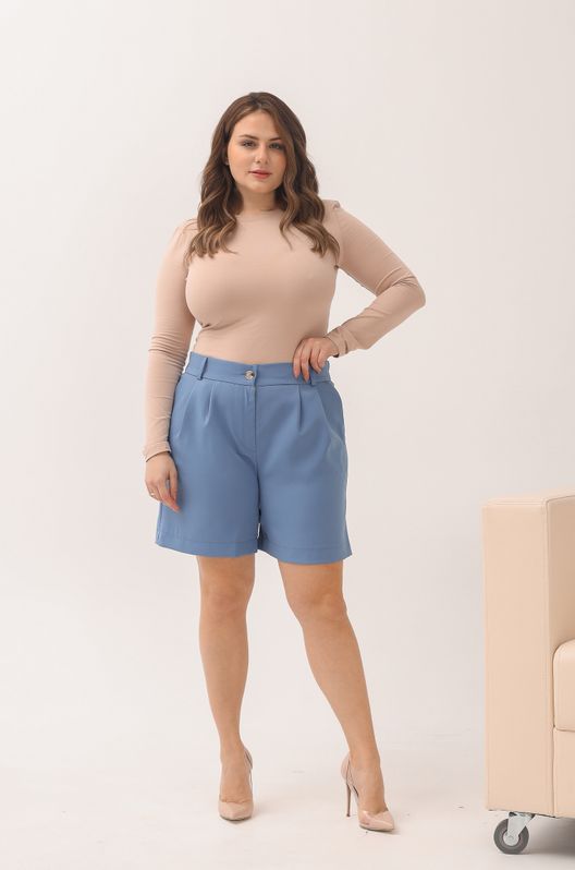 Шорти костюмні Смарт великого розміру синій джинс