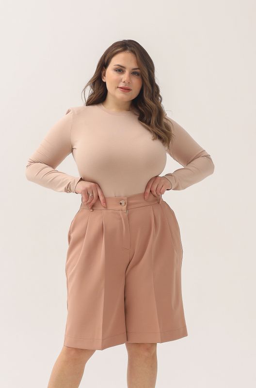 Шорти костюмні Смарт великого розміру бежеві