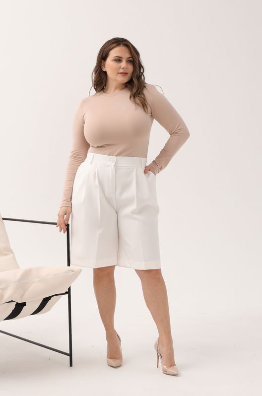 Шорти костюмні Смарт великого розміру білі