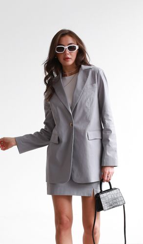 Пиджак льняной Оливия с подкладкой батист Серый