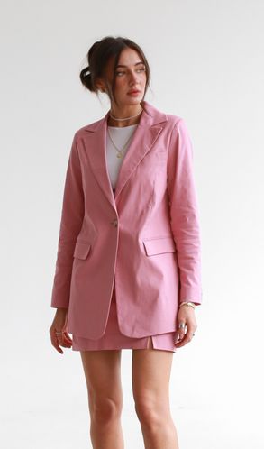 Пиджак льняной Оливия с подкладкой батист Пыльная роза 