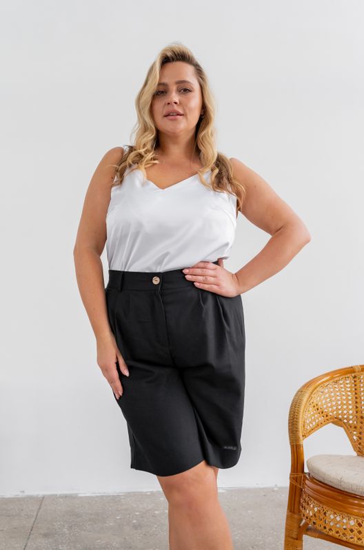 Шорти з льону класичні великого розміру чорні