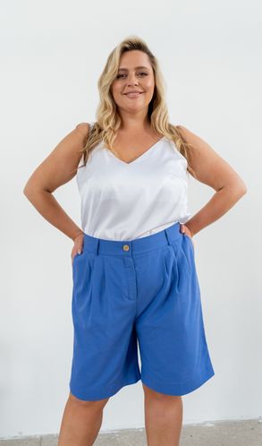 Шорти з льону класичні великого розміру сині