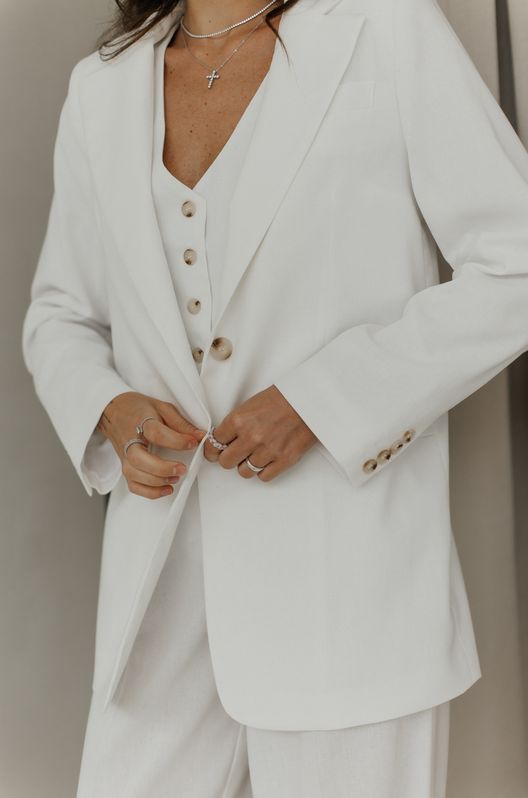 Пиджак льняной Марокко прямого кроя однобортный белый