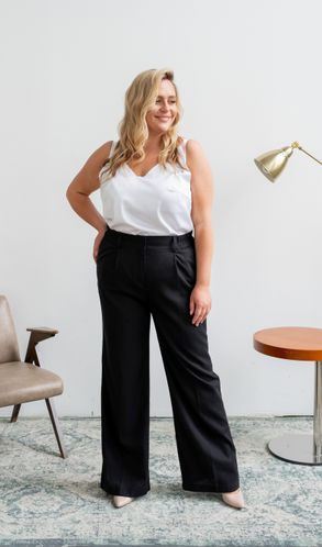 Штани-палаццо з льону Марокко великого розміру чорні