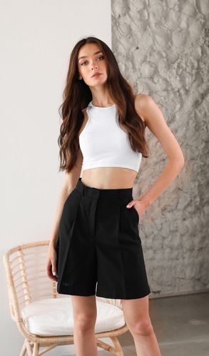 Шорты льняные Марокко с корсажной лентой черные