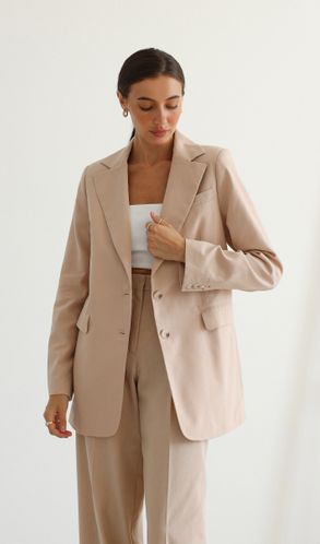 Пиджак льняной Марокко прямого кроя однобортный бежевый