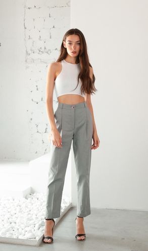 Брюки льняные Оливия серые