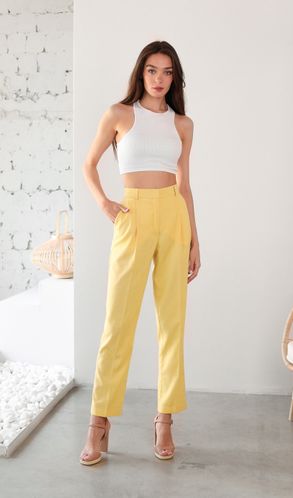 Брюки льняные Оливия лимонные