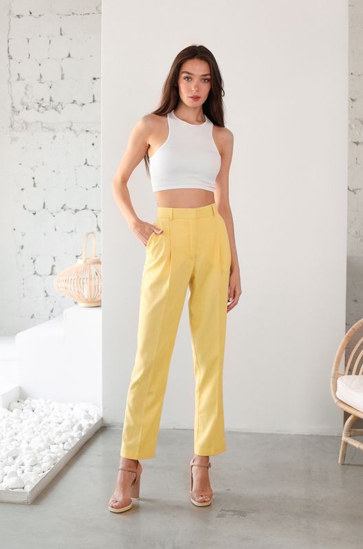 Брюки льняные Оливия лимонные