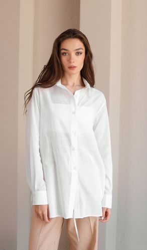 Рубашка из натурального батиста с воротником белая