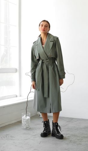 Тренч CLASSIC двубортный средней длины под пояс