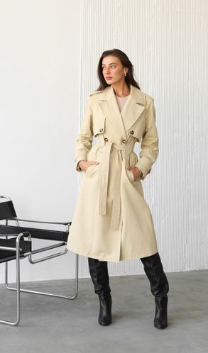 Тренч CLASSIC двубортный средней длины под пояс