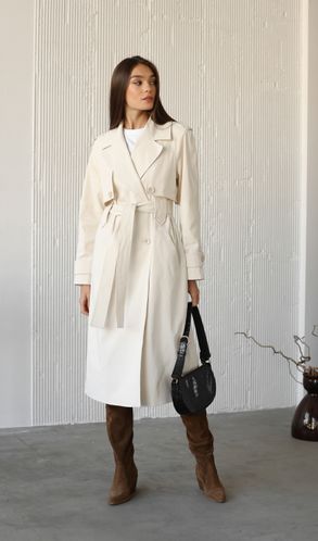 Тренч CLASSIC двубортный средней длины под пояс