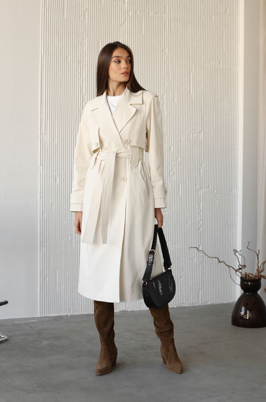 Тренч CLASSIC двубортный средней длины под пояс