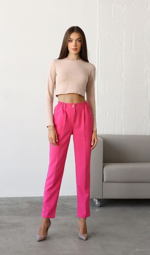 Брюки Смарт на завышенной талии Малиновый