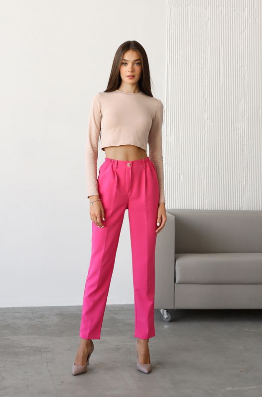 Брюки Смарт на завышенной талии Малиновый