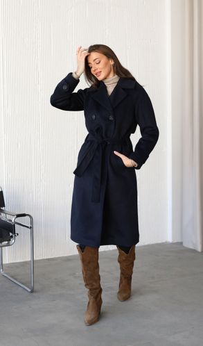 Пальто з кашеміру Осінь-Весна темно-синє