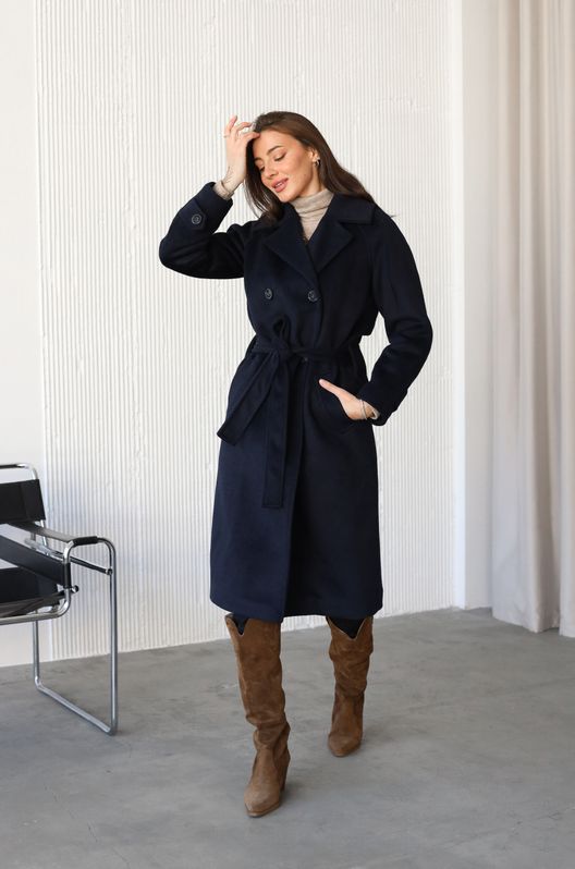 Пальто з кашеміру Осінь-Весна темно-синє