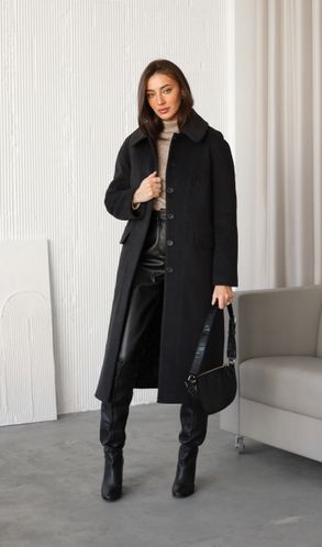 Пальто прямого крою Прага демісезонне однотонне чорне