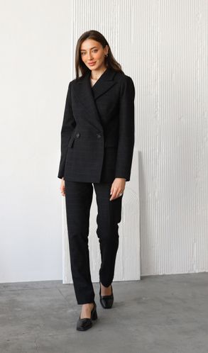 Костюм из кашемира приталенный жакет и брюки зауженные Черный