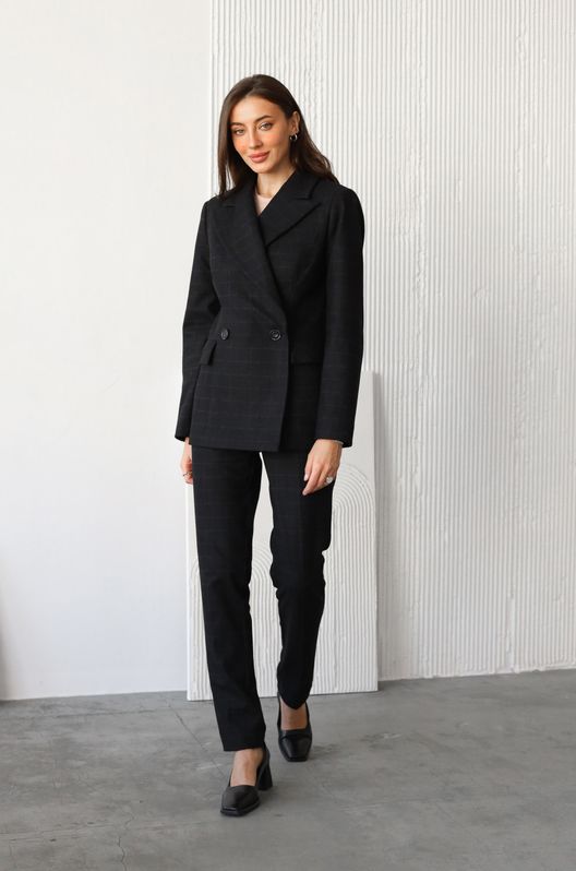 Костюм из кашемира приталенный жакет и брюки зауженные Черный
