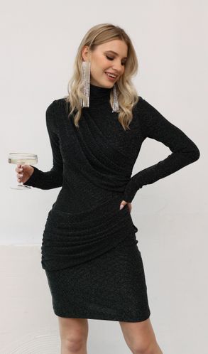 Плаття нарядне блискуче під горло Амелі чорне