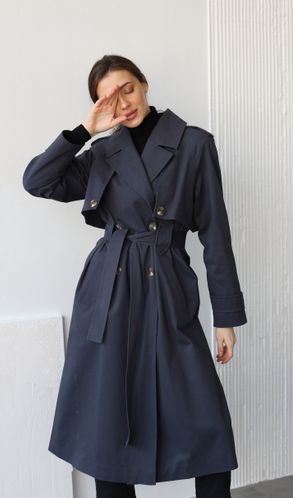 Тренч CLASSIC двубортный средней длины под пояс