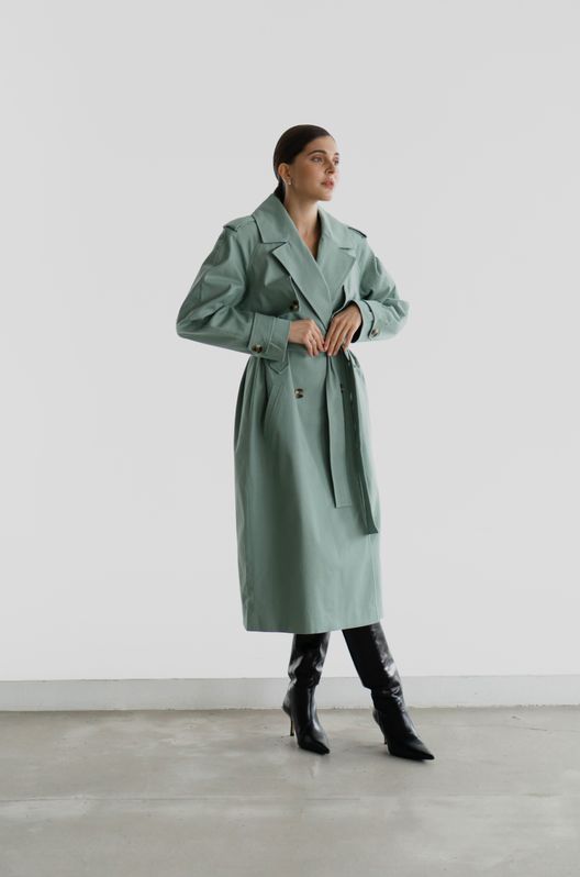 Тренч CLASSIC двубортный средней длины под пояс