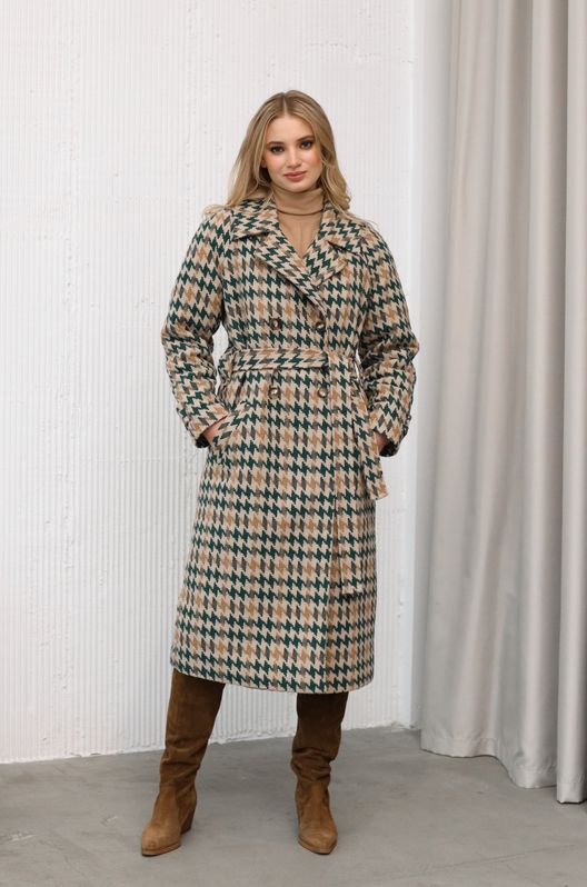 Пальто з кашеміру Осінь-Весна Зелене