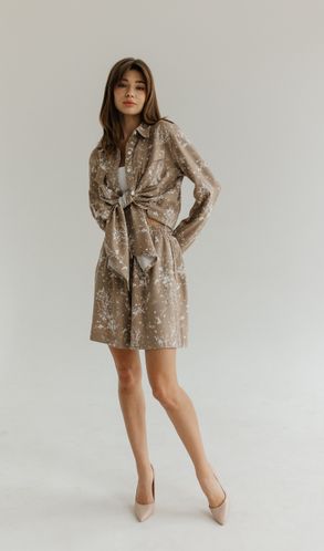 Костюм лляний Garden з сорочкою та шортами мокко