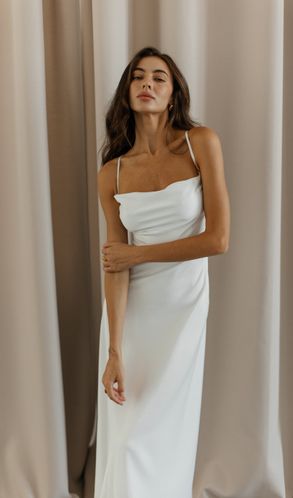 Платье-комбинация шелковое Luna со шнуровкой миди белое