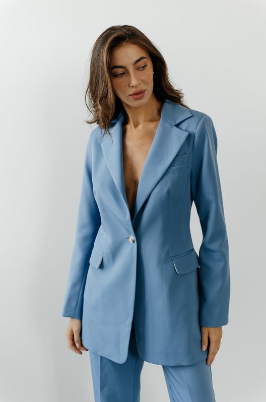 Пиджак классический приталенный Джейн однобортный синий джинс