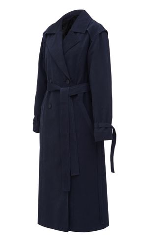 Тренч коттоновый классический Amsterdam двубортный с поясом темно-синий