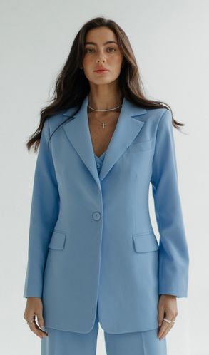 Пиджак классический приталенный Джейн однобортный голубой