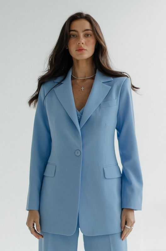 Пиджак классический приталенный Джейн однобортный голубой