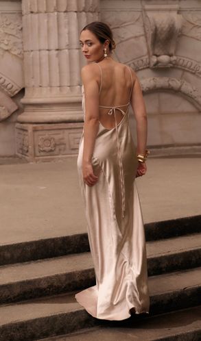 Платье із шовку Luna Maxi на тонких бретелях максі  Перлинний